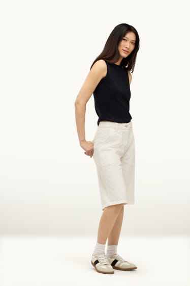 Donna - Bermuda di jeans - vita media - bianco
