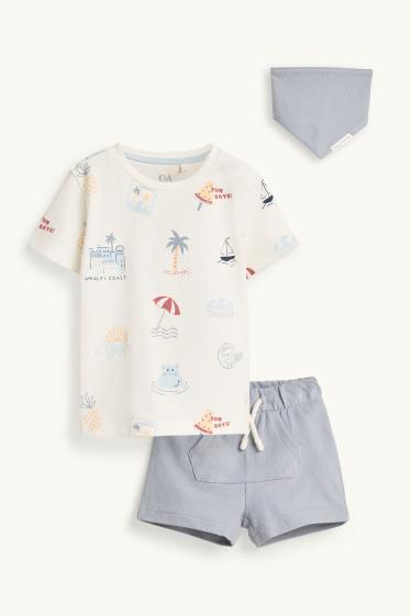Bébés garçons - Été - tenue pour bébé - 3 pièces - blanc / gris