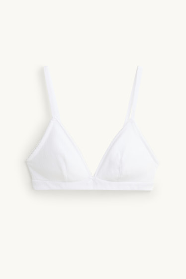 Femei - Bralette cu model pointelle - nevătuit - alb
