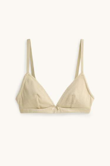 Femei - Bralette cu model pointelle - nevătuit - galben muștar