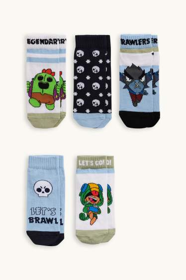 Děti - chlapci - Multipack 5 ks - Brawl Stars - ponožky s motivem - bílá
