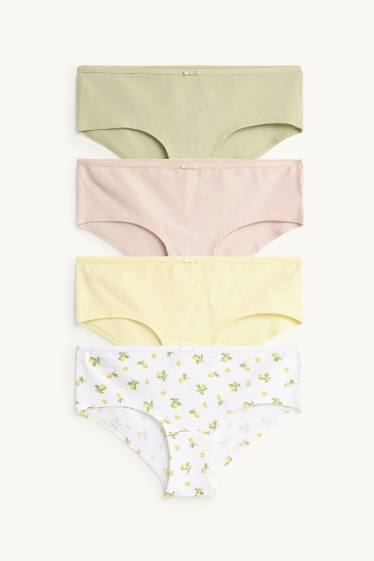 Mujer - Pack de 4 - hipsters - blanco / amarillo