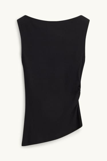 Damen - Top - gerippt - schwarz