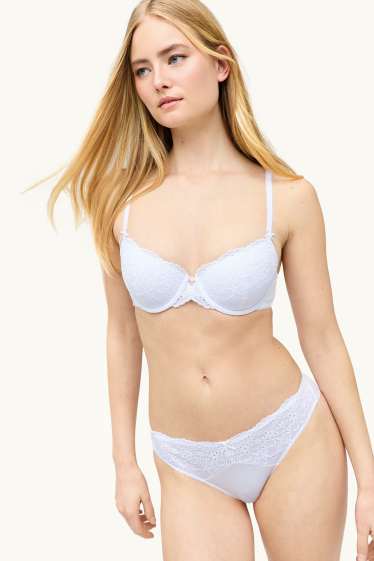 Women - Underwire bra - DEMI - padded - broderie anglaise - white