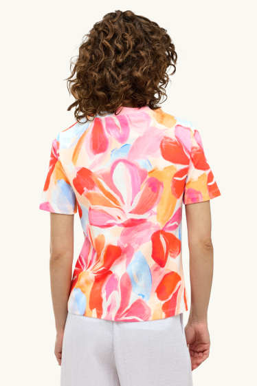 Women - T-shirt - regular fit - floral - red