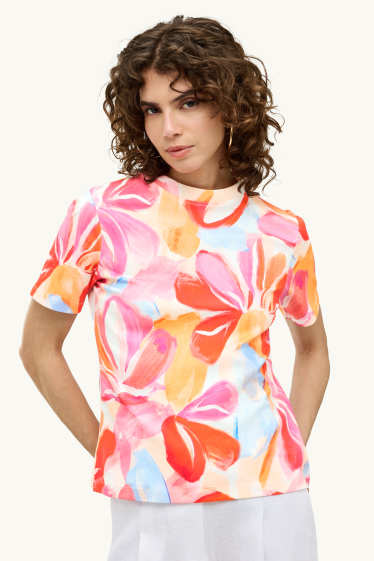 Women - T-shirt - regular fit - floral - red