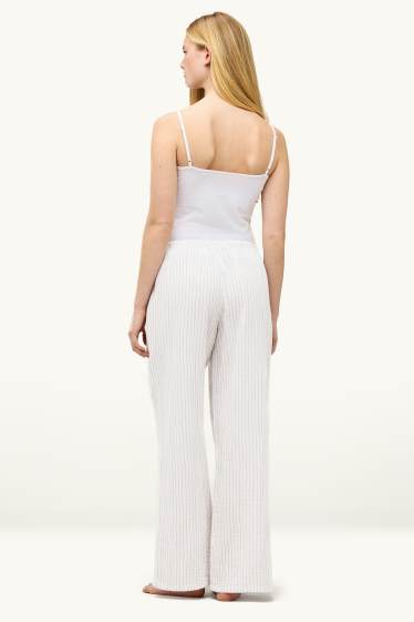 Femmes - Bas de pyjama - à rayures - blanc