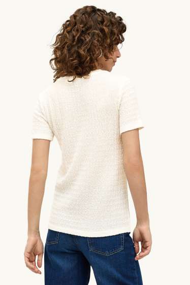 Femei - Tricou - regular fit - structurat - alb