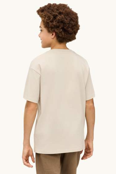 Bambini - Camion e skateboard - maglia a maniche corte - beige