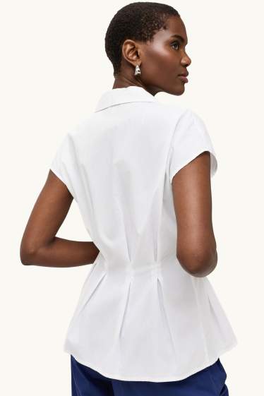 Damen - Bluse mit V-Ausschnitt - weiß