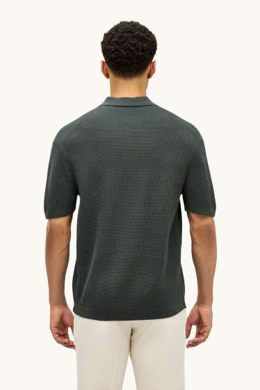 Herren - Strick-Poloshirt - Relaxed Fit - dunkelgrau