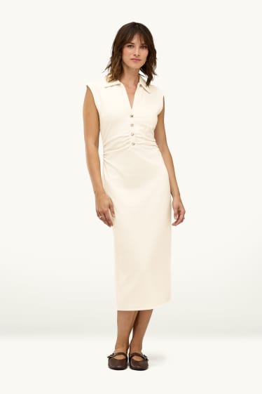 Donna - Vestito bodycon - tramato - crema