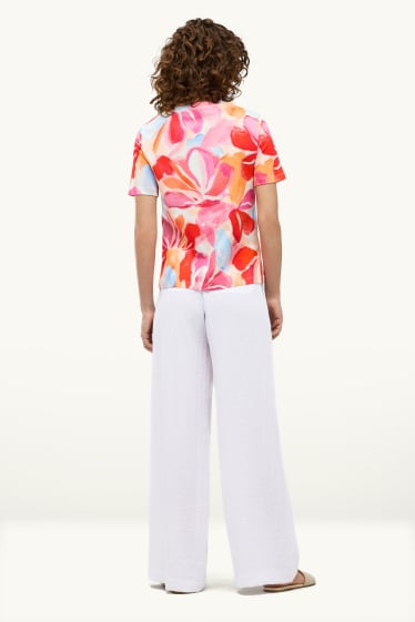 Dames - Pantalon - high waist - wide leg - wit