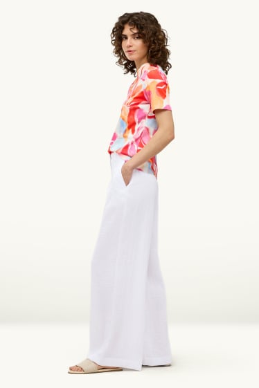 Dames - Pantalon - high waist - wide leg - wit