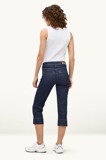 Donna - Jeans capri - vita media - slim fit - LYCRA® - jeans blu scuro