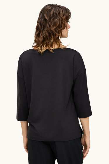 Femei - Tricou cu mânecă lungă - regular fit - negru