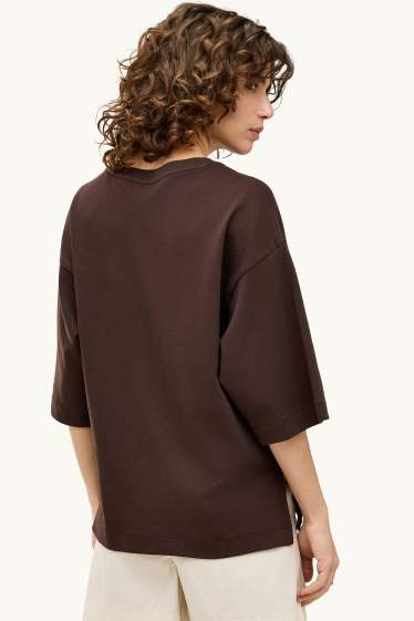 Damen - T-Shirt - Oversized - braun