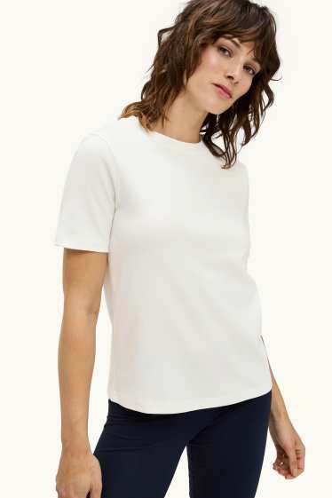 Damen - T-Shirt - Regular Fit - weiß