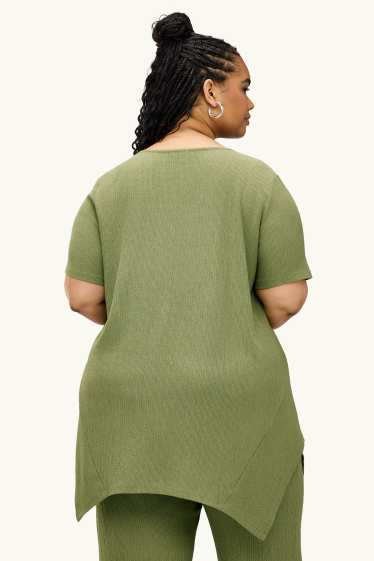 Femmes - T-shirt - texturé - vert