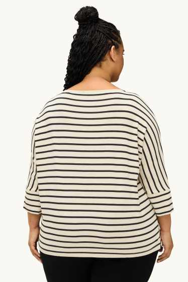 Femmes - Haut à manches longues - regular fit - rayures - blanc / noir
