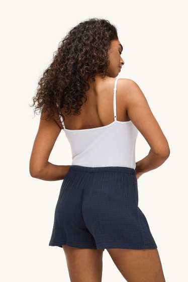 Damen - Multipack 2er - Pyjamashorts - dunkelblau / weiß