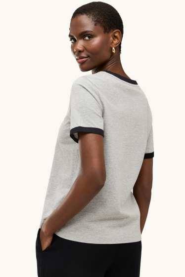 Damen - T-Shirt - Regular Fit - Micky Maus - grau / schwarz