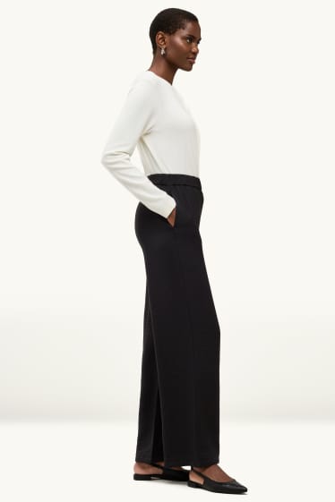 Damen - Stoffhose - High Waist - Palazzo - schwarz