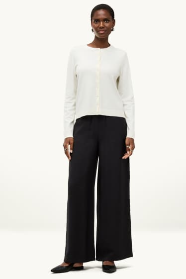 Damen - Stoffhose - High Waist - Palazzo - schwarz