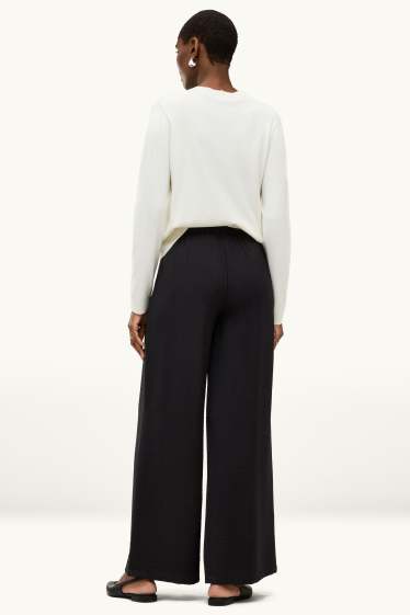 Damen - Stoffhose - High Waist - Palazzo - schwarz