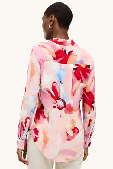 Dames - Overhemdblouse - met patroon - fuchsiarood / roze
