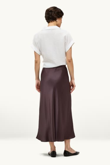 Women - Satin skirt - brown