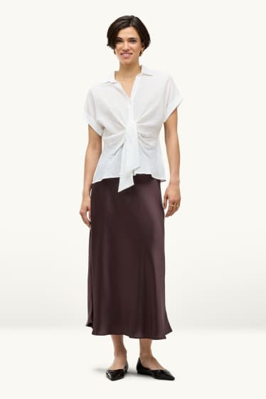 Women - Satin skirt - brown
