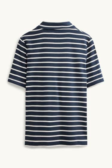 Dámské - Polokošile - regular fit - žebrovaná - pruhovaná - tmavomodrá/bílá