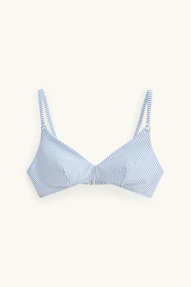 Damen - Bikini-Top - wattiert - bügellos - LYCRA® XTRA LIFE™ - gestreift - weiss / blau