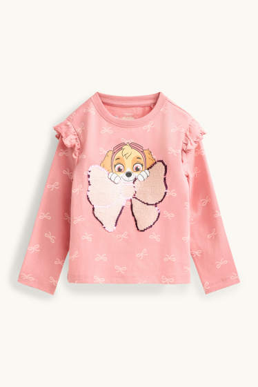 Kinderen: meisjes - PAW Patrol - Skye - longsleeve - glanseffect - fuchsiarood