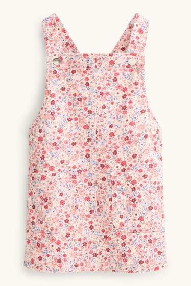 Niñas - Flores - conjunto - camiseta de manga larga y pichi vaquero - 2 prendas - rosa / beis