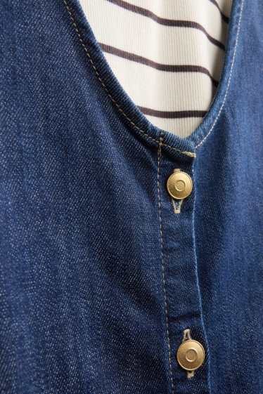 Kinderen: meisjes - Set - denim jurk en longsleeve - 2-delig - jeansdonkerblauw