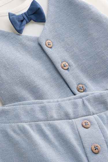 Baby: jongens - Newbornoutfit - 2-delig - wit / lichtblauw