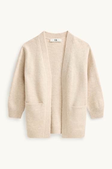 Children Girls - Pony - set - cardigan and long sleeve top - 2 piece - beige