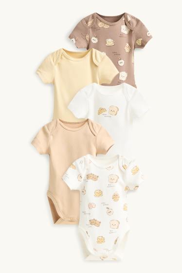 Bébés garçons - Lot de 5 - petit déjeuner - body bébé - marron / beige