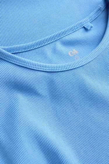 Dona - Samarreta de mànigues curtes - slim fit - acanalada - blau