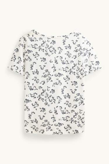 Women - T-shirt - slim fit - floral - white / black