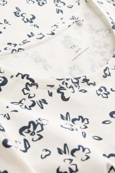 Women - T-shirt - slim fit - floral - white / black
