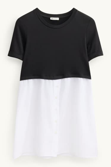 Women - Maternity T-shirt - 2-in-1 look - white / black