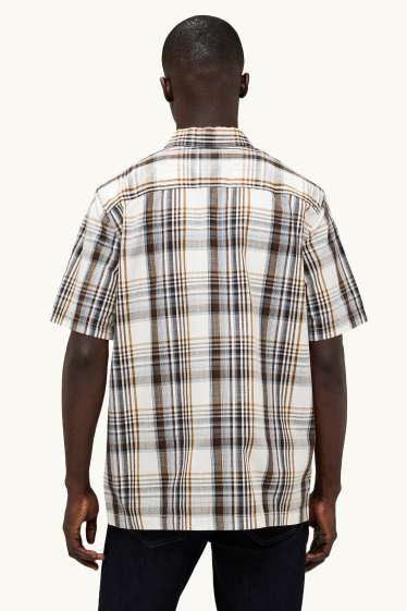 Uomo - Camicia - regular fit - collo all'italiana - a quadretti - grigio