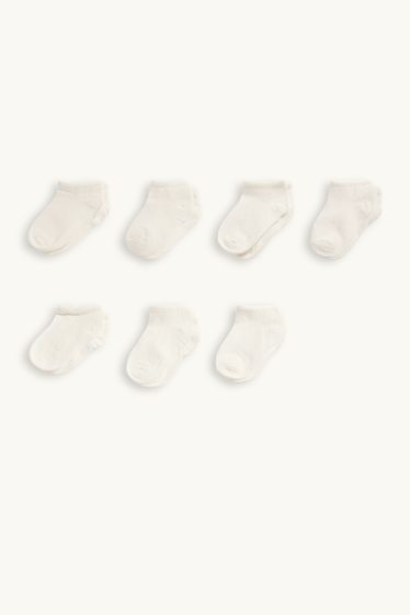Baby: meisjes - Set van 7 paar - sneakersokken - wit