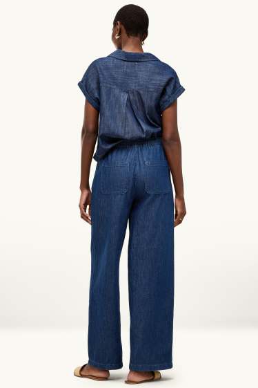 Damen - Wide Leg Jeans - High Waist - dunkeljeansblau