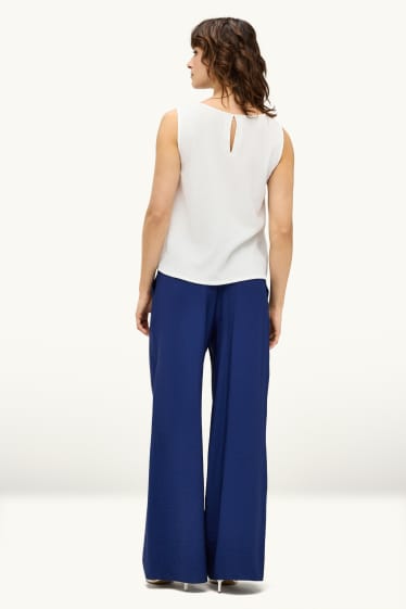 Dames - Business-broek - high waist - wide leg - donkerblauw