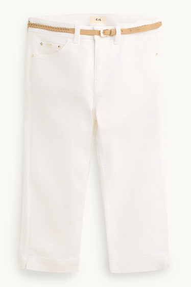 Mujer - Capri jeans - mid waist - slim fit - blanco
