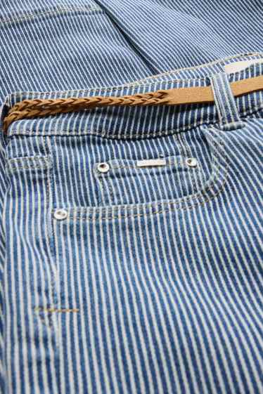 Mujer - Capri jeans - mid waist - slim fit - de rayas - azul / blanco